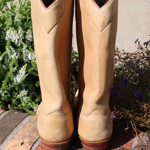🥿 Rodney Ammons Elk Suede Cowboy Boots | Tan | Men’s 9.5 D | Handmade USA - Picture 8 of 9